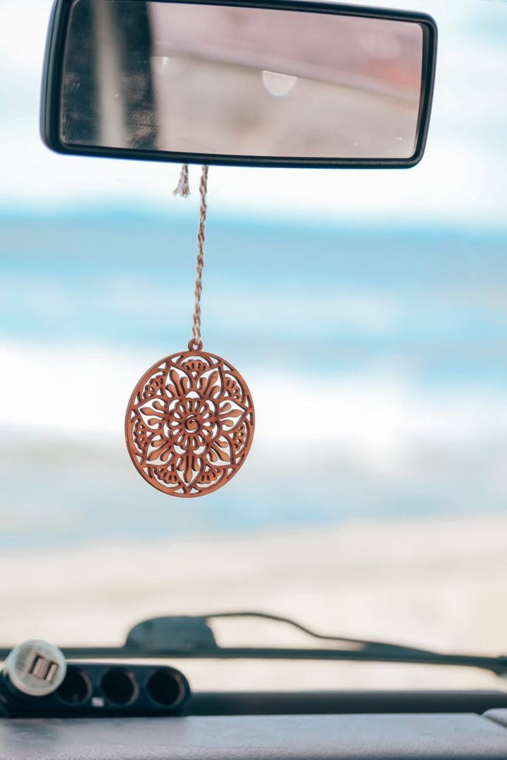 Rear view hanging decorations